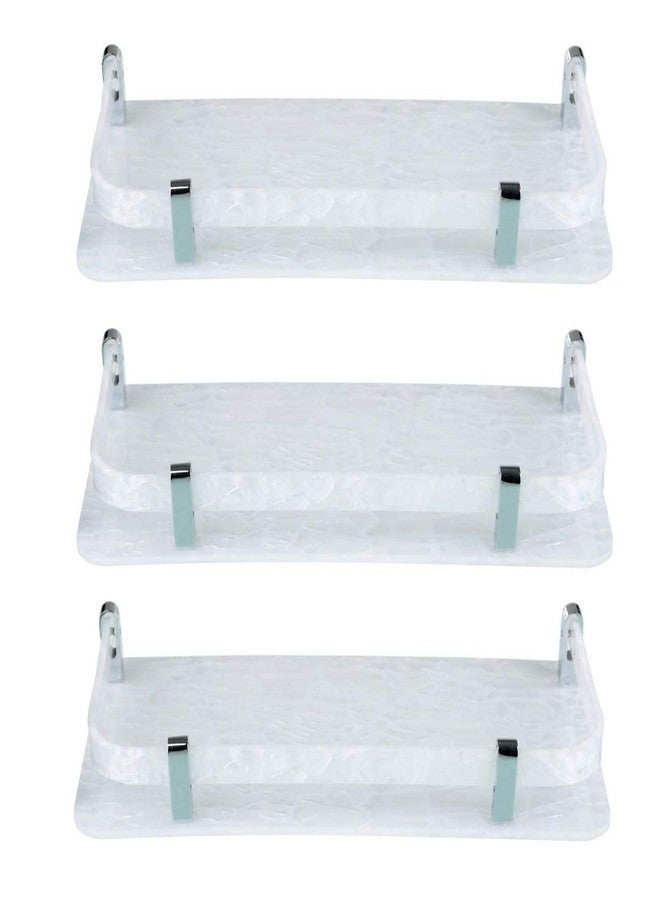 STIMULUS Acrylic Bathroom Wall Shelf | Space-Saving Rack Shelves | 5x18 inch (13x46 cm) | White | Set of 3 - Durable & Stylish Storage - Image 1